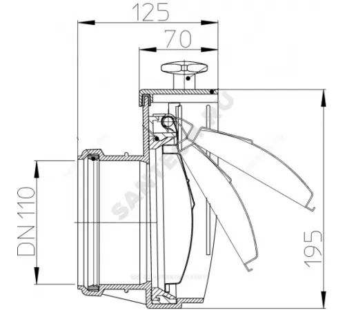 Клапан обратный канализационный коричневый Дн 110 б/нап с заслонкой из нерж стали HL HL710.0