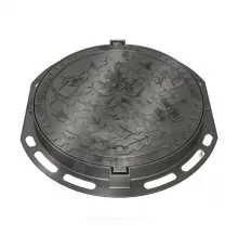 Люк чугун канализационный (К) С (средний) ЛИСТВА В125 круглый m=37кг h=75мм с замковым устройством фиксатором С(В125)-2-60 ГОСТ 3634-2019