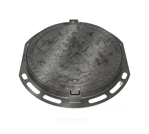 Люк чугун канализационный (К) С (средний) ЛИСТВА В125 круглый m=37кг h=75мм с замковым устройством фиксатором С(В125)-2-60 ГОСТ 3634-2019