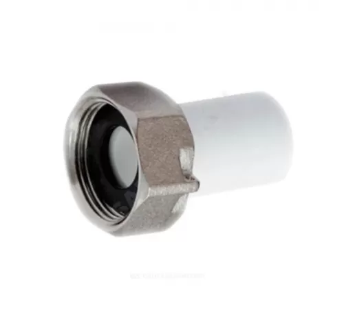 Штуцер PP-R белый Дн 25х1" с накидной гайкой для присоед. счетчика воды под пломбу RTP (РосТурПласт) 10854