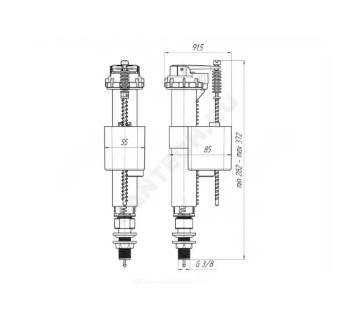 Арматура для бачка наливная 3/8" нижнее подключение АНИ Пласт WC5540