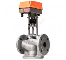 Клапан регулирующий чугун TRV-3 смесительно-разделительный Ду 100 Ру16 фл Kvs=160м3/ч с эл/приводом 3-х позиционным TSL-2200-40-1-230-IP67 230В Теплосила TRV-3-100-160-110