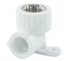 Угольник PP-R комбинированный белый Дн 25х3/4" ВР с креплением RTP (РосТурПласт) 15107