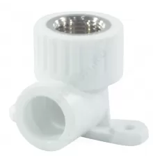 Угольник PP-R комбинированный белый Дн 25х3/4" ВР с креплением RTP (РосТурПласт) 15107