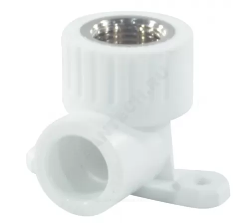 Угольник PP-R комбинированный белый Дн 25х3/4" ВР с креплением RTP (РосТурПласт) 15107