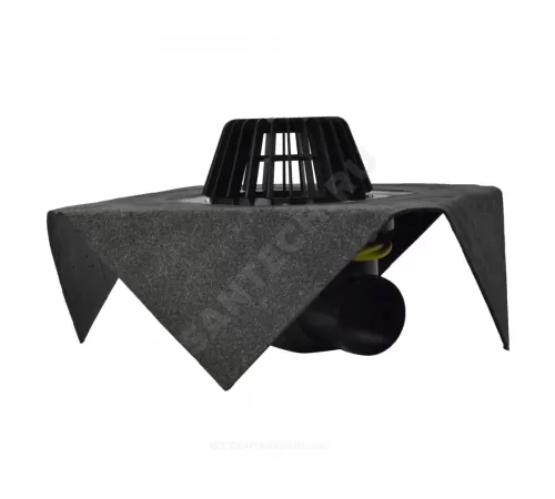 Воронка кровельная HL64.1H с горизонтальным выпуском PP Дн 75/110 с листвоуловителем, электрообогревом, теплоизоляцией, гидроизоляционным полимербитумным полотном 500мм HL HL64.1H