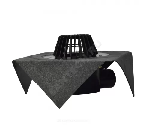 Воронка кровельная HL64.1H с горизонтальным выпуском PP Дн 75/110 с листвоуловителем, электрообогревом, теплоизоляцией, гидроизоляционным полимербитумным полотном 500мм HL HL64.1H