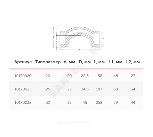 Скоба PP-R серая Дн 25 внутренняя пайка обводная с муфтами VALFEX 10170025Г
