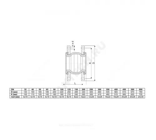 Компенсатор резиновый антивибрационный EPDM 700L Ду 150 Ру16 фл Тмакс=100С L=180мм Zetkama 700L150C00 сжатие/растяжение 16 мм/10 мм