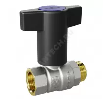 Кран шаровой латунь никель Pride Ду 20 Ру40 ВР/НР с Т-рукояткой красной/синей аналог 11б27п1 LD 47.342.20 RB