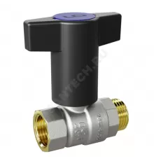 Кран шаровой латунь никель Pride Ду 15 Ру40 ВР/НР с Т-рукояткой красной/синей аналог 11б27п1 LD 47.342.15 RB