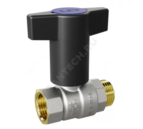 Кран шаровой латунь никель Pride Ду 20 Ру40 ВР/НР с Т-рукояткой красной/синей аналог 11б27п1 LD 47.342.20 RB