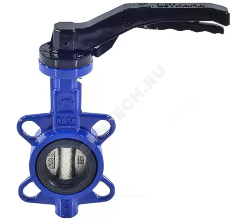Затвор дисковый поворотный чугун 497B Ду 50 Ру16 межфл с рукояткой диск чугун манжета EPDM Zetkama 497B050C67