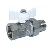 Кран шаровой латунь никель ПРАКТИК 132 Ду 15 Ру16 ВР/"американка" бабочка белая ГАЛЛОП 114005