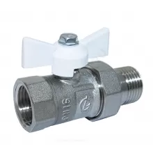 Кран шаровой латунь никель ПРАКТИК 132 Ду 15 Ру16 ВР/"американка" бабочка белая ГАЛЛОП 114005