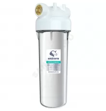 Корпус фильтра прозрачный пластик 1/2" ВР Ру6 1-ст Slim Line 10" Unicorn KSBP 12