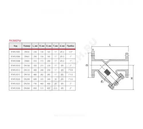 Фильтр сетчатый Y-образный чугун Ду 80 Ру16 фл R74F Giacomini R74FLY008