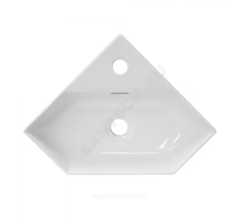 Умывальник угловой подвесной Line 50 1 отверстие под смеситель по центру белый Sanita Luxe LIN35SLWB01