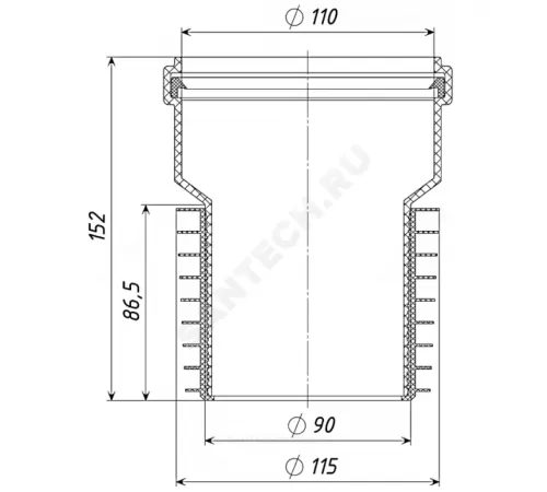 Переход ПВХ универсальный черный Дн 110х90 б/нап ремонтный Татполимер ТП-82.100