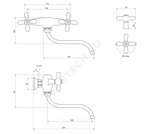 Смеситель для кухонной мойки двуручный Прораб О-серия Славен СЛ-ДВ-О24