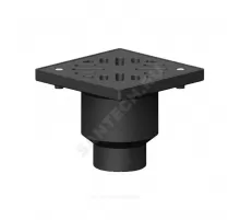 Трап чугун вертикальный квадратный с грязеуловителем с чугунной решеткой Ду 100 Татполимер ТП-113