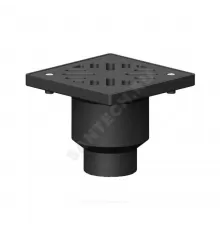 Трап чугун вертикальный квадратный с грязеуловителем с чугунной решеткой Ду 100 Татполимер ТП-113