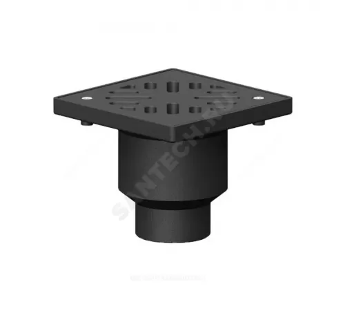 Трап чугун вертикальный квадратный с грязеуловителем с чугунной решеткой Ду 100 Татполимер ТП-113