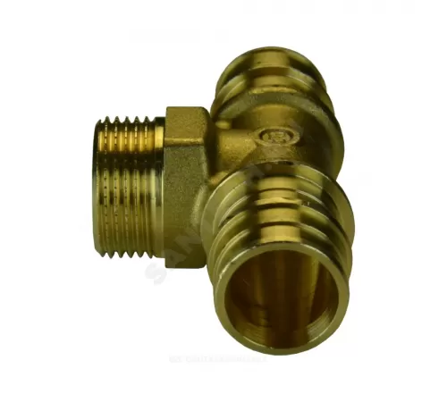 Тройник для PE-X труб радиальный латунь Дн 20х1/2"х20 НР РОС