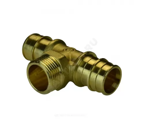 Тройник для PE-X труб радиальный латунь Дн 20х1/2"х20 НР РОС
