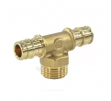 Тройник для PE-X труб радиальный латунь Дн 20х1/2"х20 НР РОС