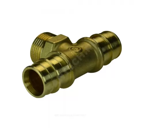 Тройник для PE-X труб радиальный латунь Дн 20х1/2"х20 НР РОС