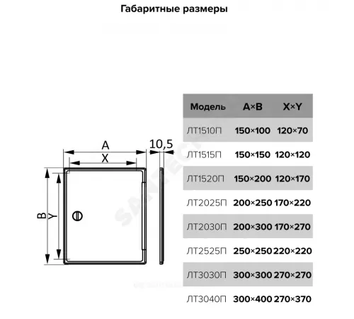 Люк-дверца с ручкой-задвижкой пластик 250х250 Evecs ЛТП ЛТ2525П