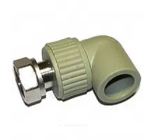 Угольник PP-R комбинированный серый Дн 20х3/4" с накидной гайкой для PP-R RTP (РосТурПласт) 15830