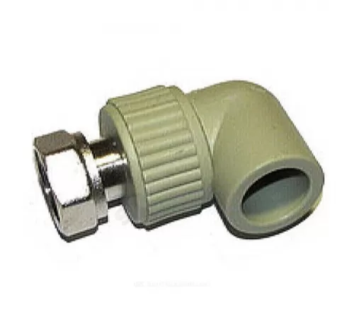 Угольник PP-R комбинированный серый Дн 20х3/4" с накидной гайкой для PP-R RTP (РосТурПласт) 15830