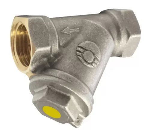 Фильтр сетчатый Y-образный латунь никель газ Ду 20 Ру25 3/4" ВР 46Б5фт под пломбу VALFEX VF.193.LN0.034