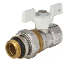 Кран шаровой латунь никель 1127 Standard Ду 15 Ру40 ВР/"американка" полнопроходной бабочка белая Aquasfera 1127-01 .