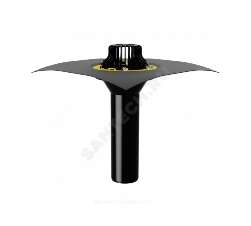 Воронка кровельная VM/Н с вертикальным выпуском PP Дн 110 с листвоуловителем, битумным полотном Fachmann 01.121