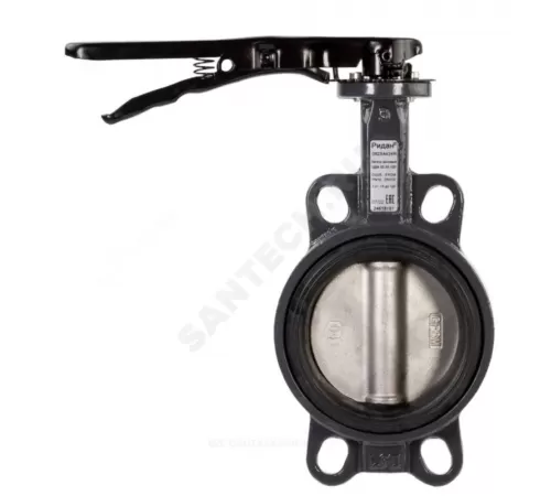 Затвор дисковый поворотный чугун ЗДМ 03 Ду 100 Ру16 межфл с рукояткой диск чугун манжета EPDM Ридан 082X4404R