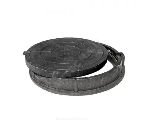 Люк полимер (средний) серый/черный круглый 760х630 h=110мм 60кН Сантехкомплект