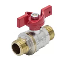Кран шаровой латунь никель 1005 Euro Ду 15 Ру40 НР полнопроходной бабочка красная Aquasfera 1005-01