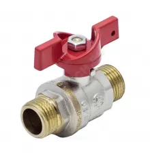 Кран шаровой латунь никель 1005 Euro Ду 15 Ру40 НР полнопроходной бабочка красная Aquasfera 1005-01