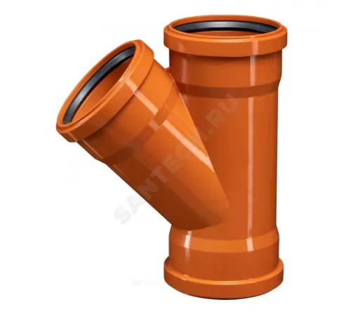 Тройник НПВХ трехраструбный коричневый Дн 110х110х45гр б/нап в/к KGEA Ostendorf 220310