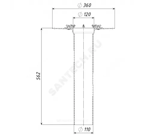 Элемент надставной Дн 110 с обжимным фланцем из нержавеющей стали Татполимер ТП-01.100.Н