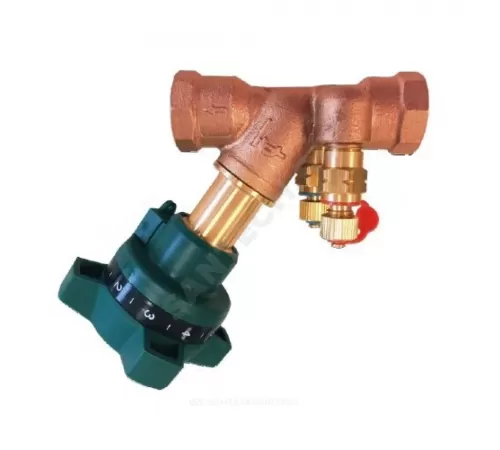 Клапан балансировочный ручной латунь RC2152 Ду 25 G1" Ру25 ВР с измерительными ниппелями Tecofi RC2152-0025