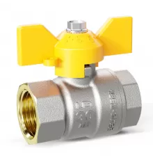 Кран шаровой латунь никель газ Pride Ду 20 Ру40 ВР бабочка аналог 11б27п1 LD 47.20.В-В.Б