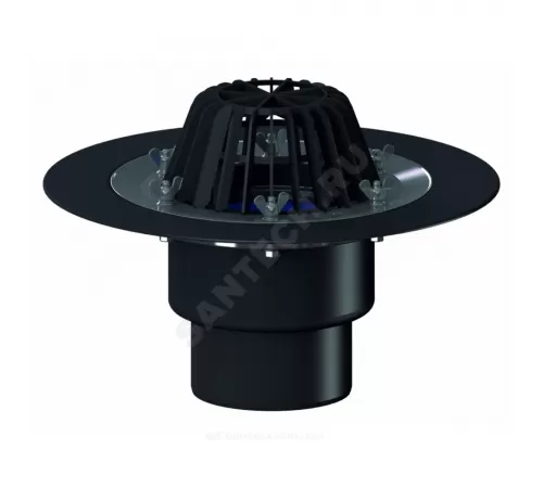 Воронка кровельная HL62 с вертикальным выпуском PP Дн 110 с листвоуловителем, теплоизоляцией, обжимным фланцем HL HL62/1