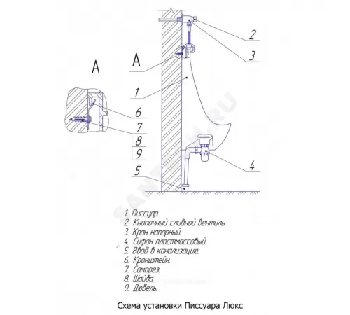 Писсуар настенный Люкс белый без крепления Rosa (Кировская керамика)