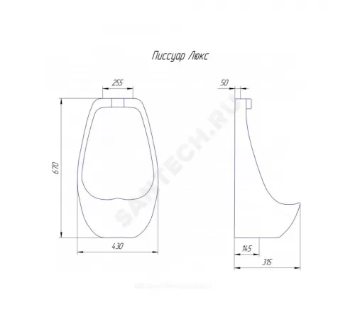Писсуар настенный Люкс белый без крепления Rosa (Кировская керамика)