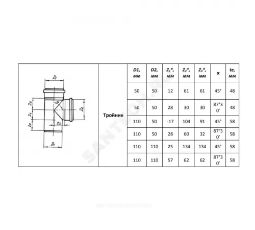 Тройник PP-H переходной серый Дн 50х40х87гр б/нап в/к VALFEX 24050040