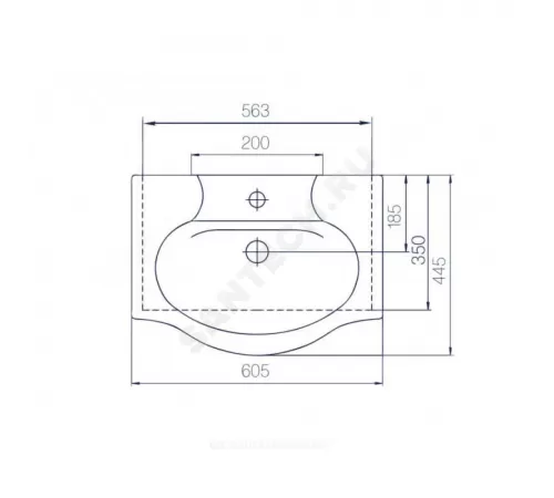 Умывальник мебельный Элегия 60 1 отверстие под смеситель по центру Rosa (Кировская керамика)
